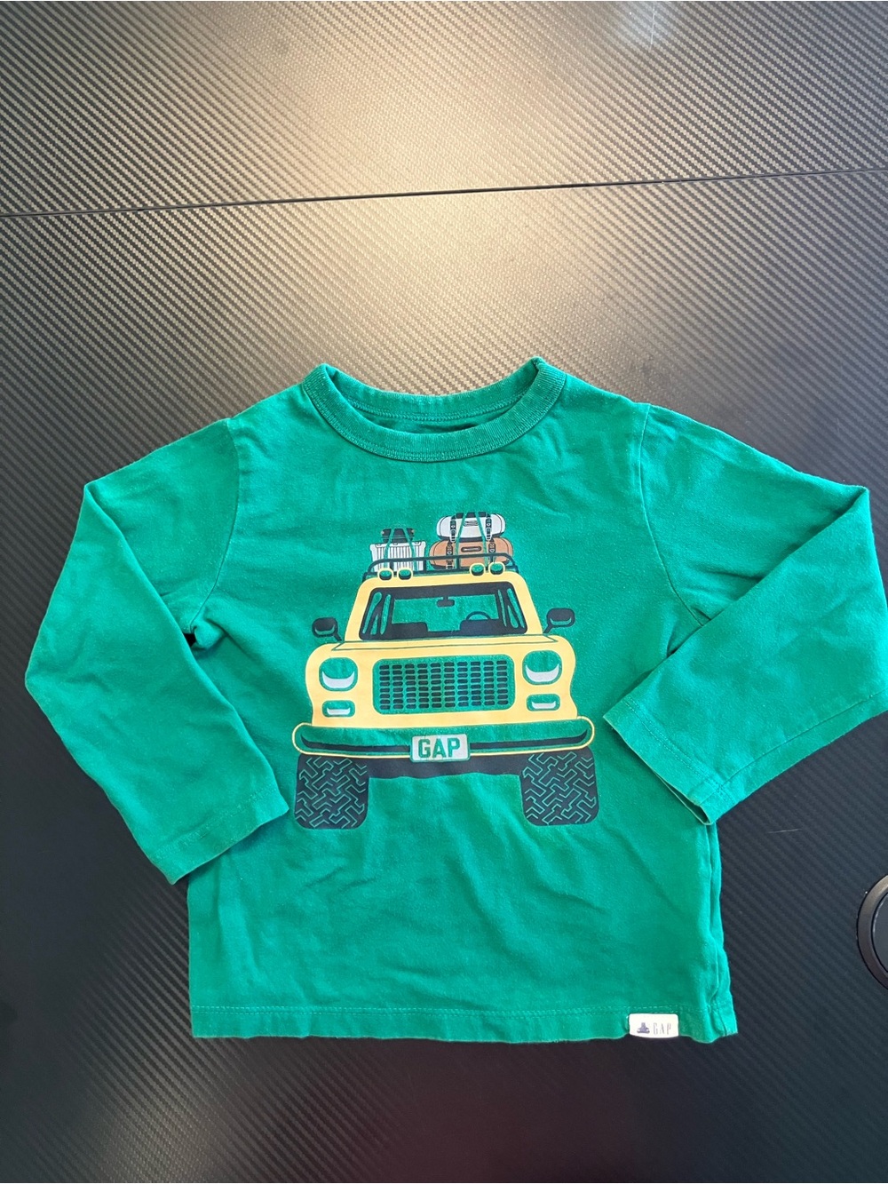 GAP Teal Long-Sleeve Kids Tee with Yellow Truck Print